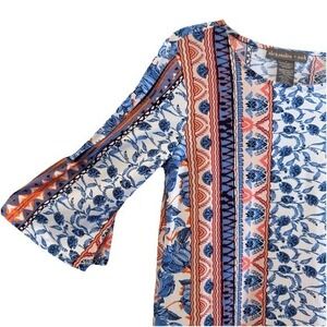 alexandra oak boho floral print resort bell dress casual day women's size small